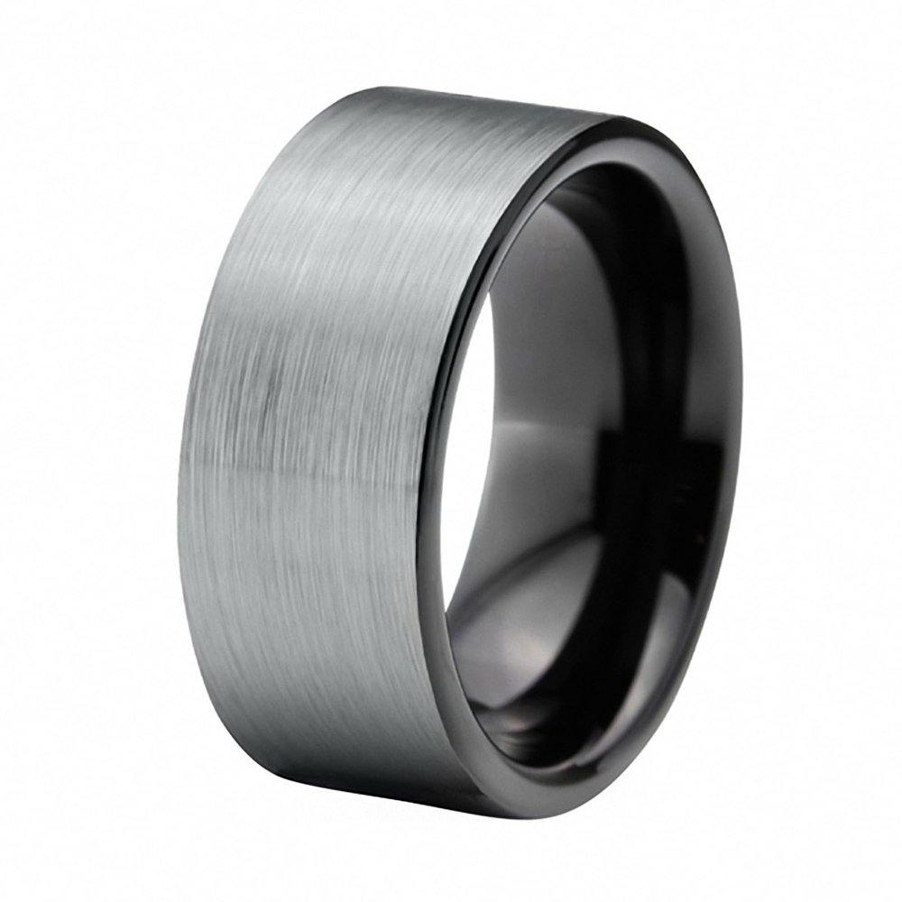10 mm Black Tungsten Carbide Rings for Men Wedding Bands Pip Cut Surface Matte Finish