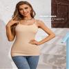 ATTRACO Cotton Camisoles for Women with Built in Bra Long Tank Tops Nude White S view 4