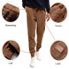 JMIERR Corduroy Pants for Men Cargo Pants Drawstring Elastic Waist Stretch Tapered Joggers Sweatpants Work Pants with Pockets,2XL,Dark Brown view 4