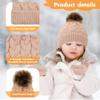 Zando Baby Beanie Winter Hat with Pom Pom Knit Toddler Beanies for Girls Boys Hats Baby Girls Hats 6-12 Months Thick Baby Hat and Mitten Set Infant Warm Caps B Rose Purple 3-36 Months view 2