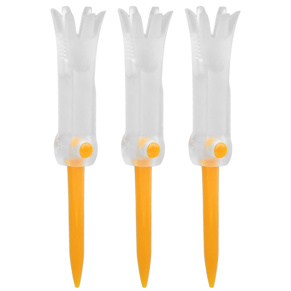 3 . 3in golfer Tees , Plastic golfer Tees Pack of 3 , Foldable Training golfer Tee , avoid Flying Rotatable Practice Accessories balls Studs for golfer Reduces Friction & Side spins Prongs Plastic Tees(orange)