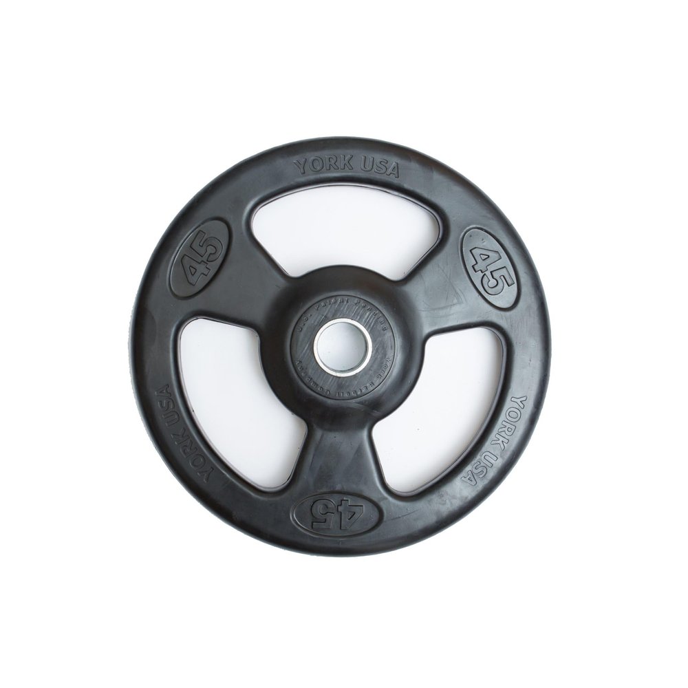 YORK 2 Iso-Grip Rubber Encased Steel Olympic Plate 45 lb. (Single Plate Only)