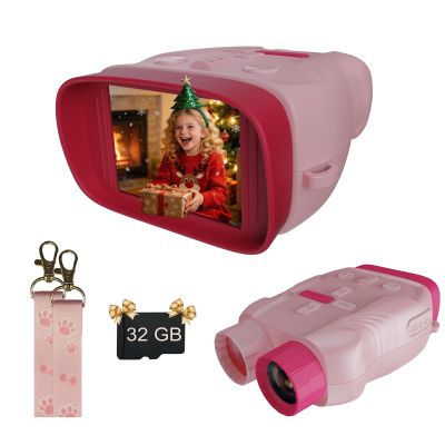 NVGFelis Kids Camera & Night Vision Goggles for Boys & Girls, Christmas/Birthday Gift, Night Vision Binoculars for Girls 8-12 with 32GB Memory Card (Pink)