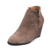 SACFOF Women's Suede Low Wedges Ankle Boots Round Toe Side Zipper Ankle Boots Anti-Slip Chelsea Dress Wedge Booties Shoes view 1