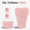 Peboms Collapsible Silicone Cup - Pink, Reusable Foldable Travel Cup for Camping, Hiking & Gym, Leak-Proof, Eco-Friendly, BPA-Free, Dishwasher Safe, Portable Water Bottle for Women view 2