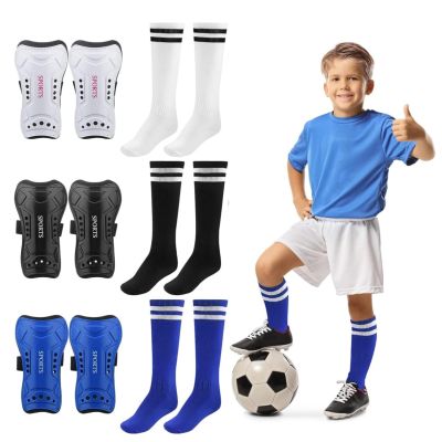 3 Pairs Soccer Shin Guards for Kids Youth+ 3 Pairs Long Soccer Socks Flexible Football Shin Pads Shin Protectors for 6-15 Years Old Boys Girls Children Teenagers for Boys and Girls for Football Games