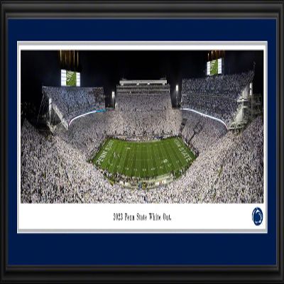 2023 Penn State White Out vs Iowa - 44x18-inch Double Mat, Deluxe Framed Picture by Blakeway Panoramas
