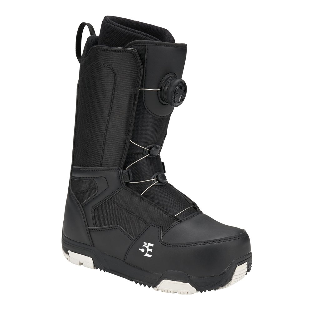 5th Element ST Lace and Dial Snowboard Boots for Men - Black Compatible with Strap Snowboard Bindings- Waterproof Liners -All Mountain Snowboarding Men Size (ATOP DIAL-Black 25, 7.0)
