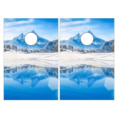 Cornhole Board Wraps Snowy Mountains and Winter Landscapes Cornhole Skins for Boards,3ft x 2ft Skin Decal Vinyl Wrap for Cornhole Game Board Bag Toss (2xpcs.)