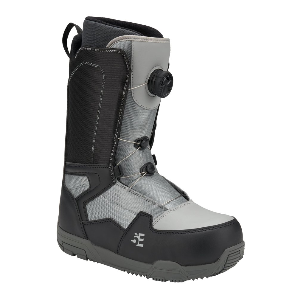 5th Element ST Lace and Dial Snowboard Boots for Men - Black Compatible with Strap Snowboard Bindings- Waterproof Liners -All Mountain Snowboarding Men Size (ATOP DIAL-Gray 25, 14.0)