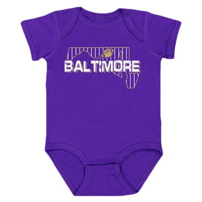 Baltimore Field Map Kid's Bodysuit for Football Fans (Purple, 6M)