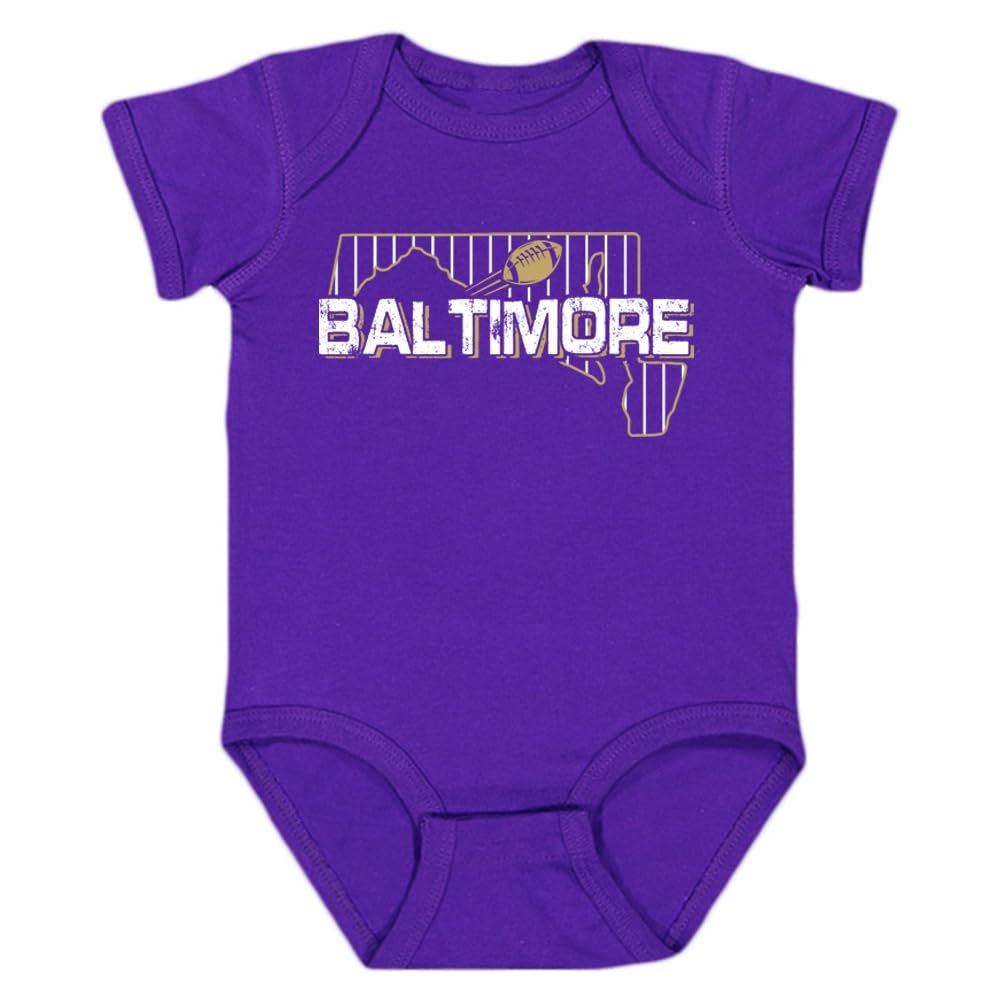 Baltimore Field Map Kid's Bodysuit for Football Fans (Purple, 6M)