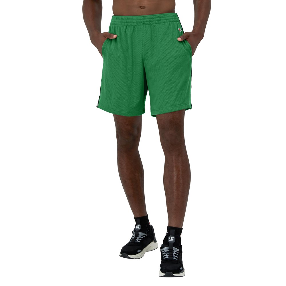 Champion, Lightweight Attack, Men's Mesh Shorts with Pockets, 7", Road Sign Green C Patch Logo, XX-Large