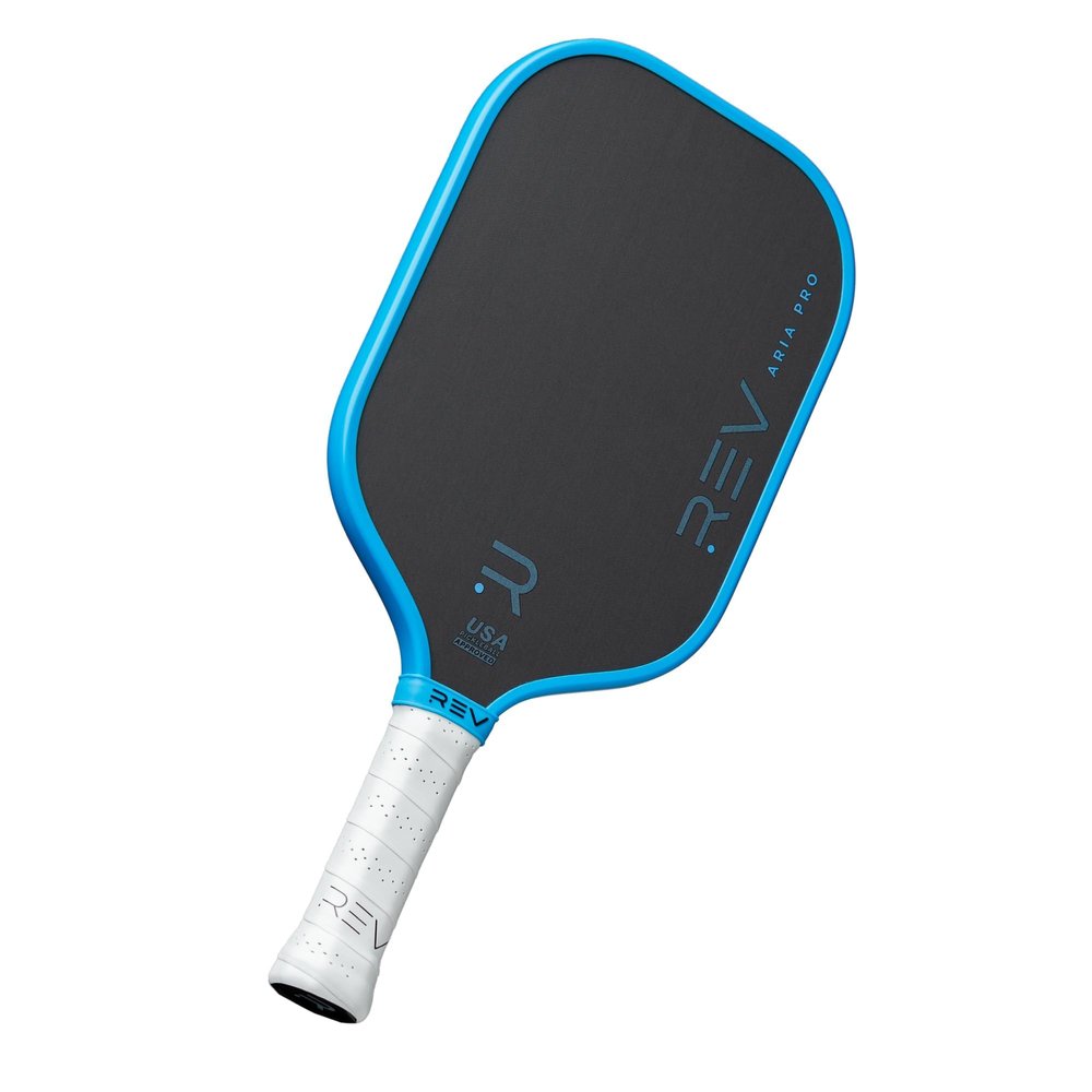 Rev Pickleball Pro-Performance Paddle - Pickleball Racket - Carbon Fiber Face - Thermoformed with Foam-Injected Walls - 14mm - 16.5"x7.5"- 8oz - USA Pickleball Approved - Aria Pro (Blue)