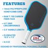 Rev Pickleball Pro-Performance Paddle - Pickleball Racket - Carbon Fiber Face - Thermoformed with Foam-Injected Walls - 14mm - 16.5"x7.5"- 8oz - USA Pickleball Approved - Aria Pro (Blue) view 3