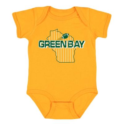 Green Bay Field Map Baby Bodysuit for Football Fans (Gold, 12M)