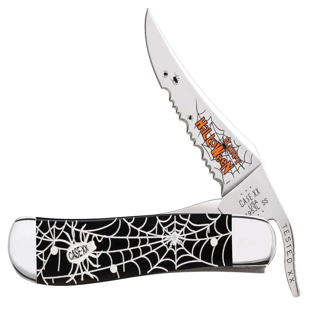 Case XX Russlock Happy Halloween Black Delrin 10623 Stainless Steel Pocket Knife