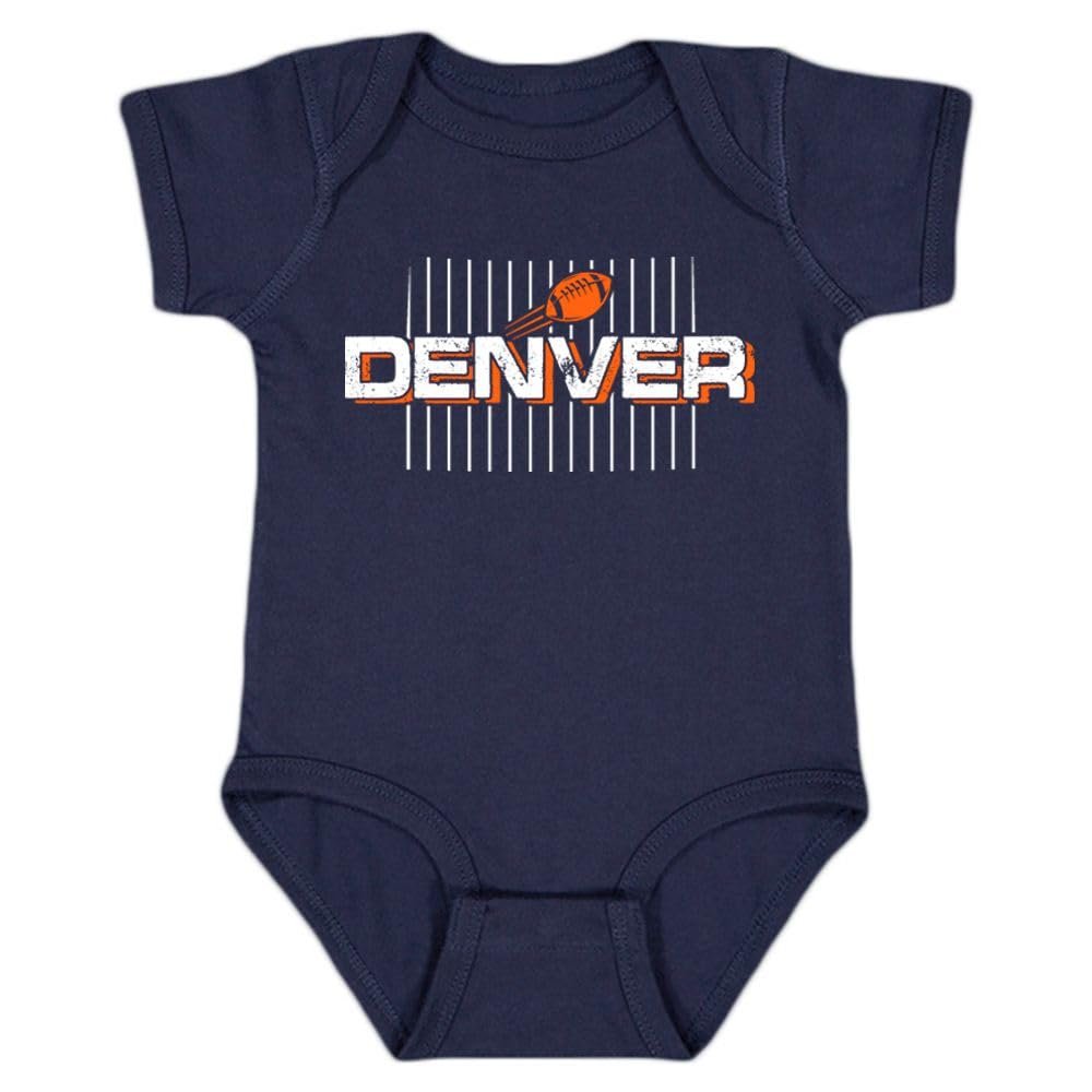 Xtreme Apparrel Denver Field Map Baby Bodysuit for Football Fans (Navy, 6M)