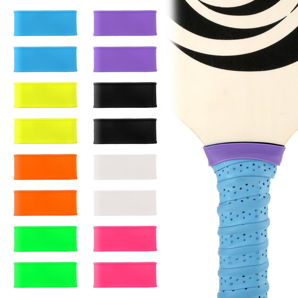 16pcs Pickleball Paddle/Racket Grip Bands, Personalized Accessories DIY Gifts Silicone Ring Name Band for Racquetball Racket Pickleball Lovers Tennis Paddle Fixing Overgrip Tape (8 Colors)