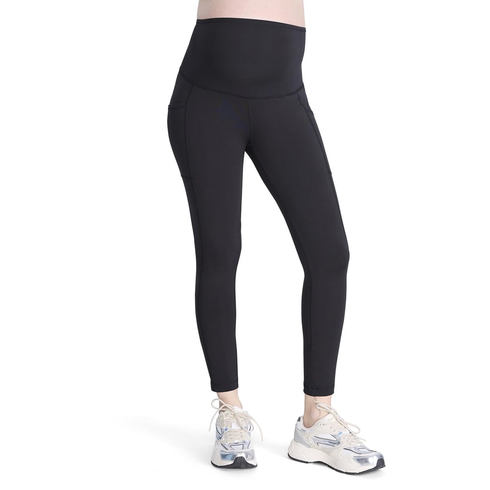 Motherhood Maternity Workout Over the Belly Pregnancy and Postpartum Leggings, Yoga Pants womens, 26 inch black, X-Large