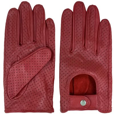 Zjjseloru Womens Elegant Genuine Lambskin Leather Driving Gloves Unlined, Touchscreen, Red, S