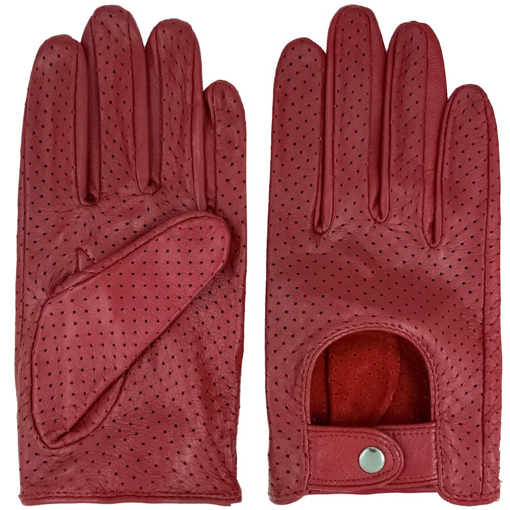 Zjjseloru Womens Elegant Genuine Lambskin Leather Driving Gloves Unlined, Touchscreen, Red, S