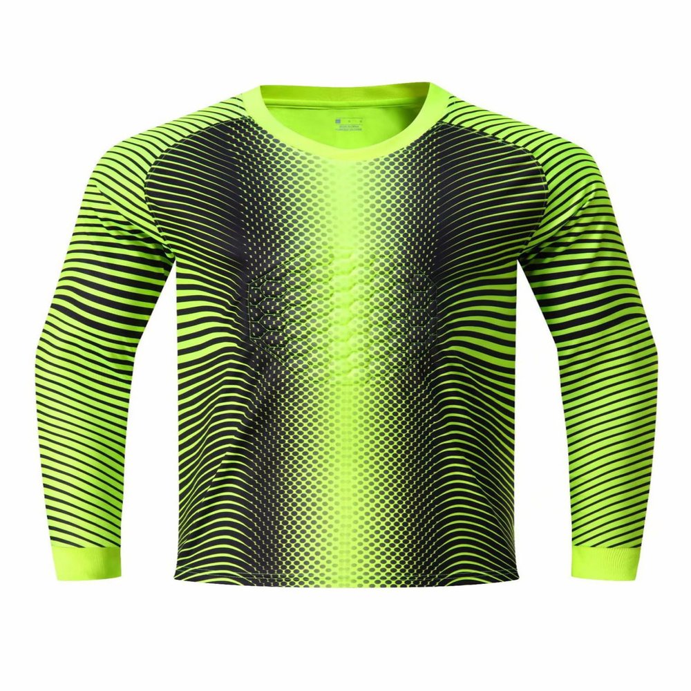 Hansber Kids Youth Goalie Shirts Padded Long Sleeve Soccer Goalkeeper Jersey Football Uniform Fluorescent Green 9-10 Years