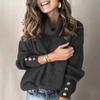 Womens 2023 Fall Turtleneck Oversized Pullover Sweaters Long Sleeves High Neck Ribbed Knit Sweater Slim Fit Basic Casual Tee Tops Solid Color Cable Knit Jumper Tops Fall Winter Warm Blouse view 3