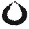 Avalaya Wide Chunky Black Glass Bead Plaited Necklace - 53cm L view 1