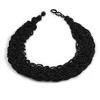 Avalaya Wide Chunky Black Glass Bead Plaited Necklace - 53cm L view 3