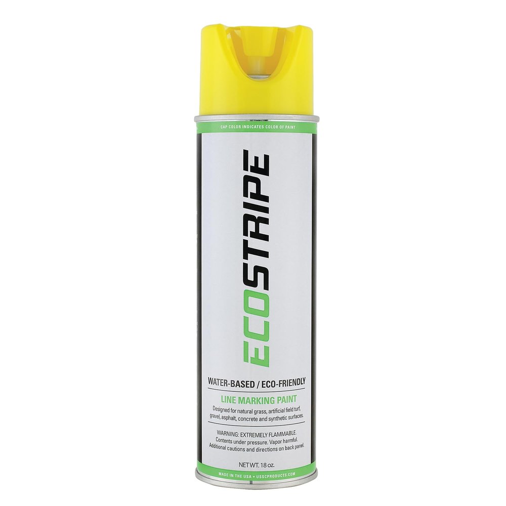 EcoStripe Water-Based Inverted (Upside Down) Athletic Field/Utility Marking Paint (18oz Cans, 12 Cans per Case) (Yellow)