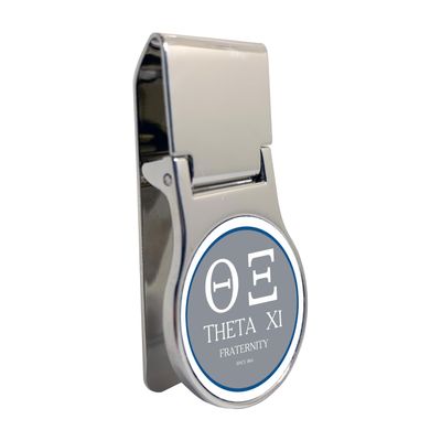Theta Xi Officially Licensed Money Clip - Premium Round Stainless Steel Design for Greek Life, Fraternity Brothers, Alumni, and College Students - Durable, Sleek, Slim Front Pocket Carry (Theta Xi 2)