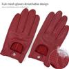 Zjjseloru Womens Elegant Genuine Lambskin Leather Driving Gloves Unlined, Touchscreen, Red, M view 4