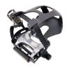 SM SunniMix Bike Pedals with Toe Clips and Straps Bicycle Pedals 14mm Spindle with 9/16" Axle for Stationary Bike Outdoor Bicycles Repair, Left view 1