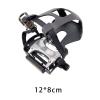 SM SunniMix Bike Pedals with Toe Clips and Straps Bicycle Pedals 14mm Spindle with 9/16" Axle for Stationary Bike Outdoor Bicycles Repair, Left view 4