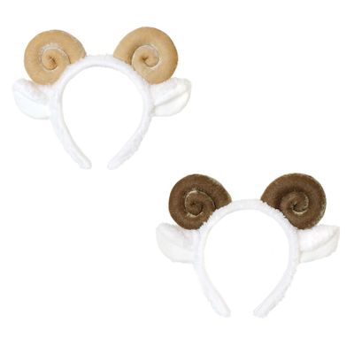 2 Pack Cute Plush Animal Ear Headbands With Horns for Costumes