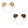 2 Pack Cute Plush Animal Ear Headbands With Horns for Costumes