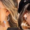 2 Pairs S925 Sterling Silver Earrings, 2 Designs Large Oval and Small Hoop Earrings Minimalist Jewelry for Women Girls (Silver) view 3
