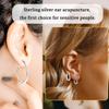 2 Pairs S925 Sterling Silver Earrings, 2 Designs Large Oval and Small Hoop Earrings Minimalist Jewelry for Women Girls (Silver) view 4