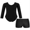 winying Leotards for Girls Gymnastics Outfits Long Sleeve Bodysuit Matching Booty Shorts Ballet Dance Activewear Hot Pink 12 Years view 2