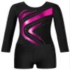 winying Leotards for Girls Gymnastics Outfits Long Sleeve Bodysuit Matching Booty Shorts Ballet Dance Activewear Hot Pink 12 Years view 3