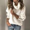 Womens 2023 Fall Turtleneck Oversized Pullover Sweaters Long Sleeves High Neck Ribbed Knit Sweater Slim Fit Basic Casual Tee Tops Solid Color Cable Knit Jumper Tops Fall Winter Warm Blouse view 2