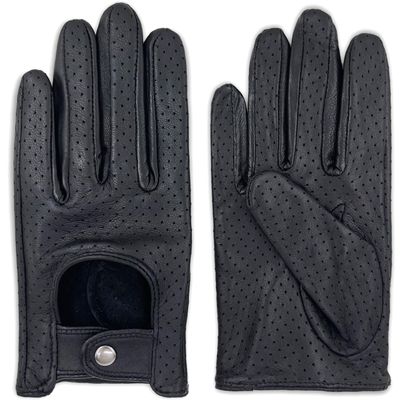 Zjjseloru Womens Elegant Genuine Lambskin Leather Driving Gloves Unlined, Touchscreen, Black, XL