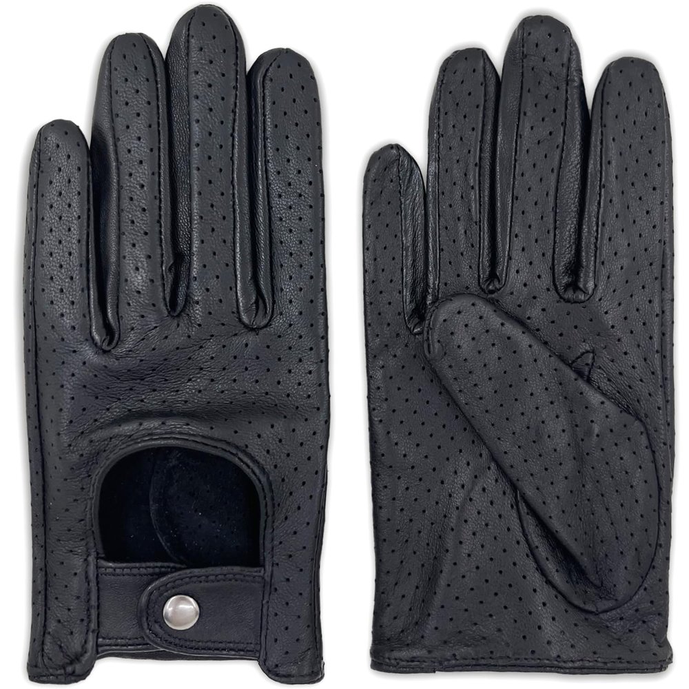 Zjjseloru Womens Elegant Genuine Lambskin Leather Driving Gloves Unlined, Touchscreen, Black, XL