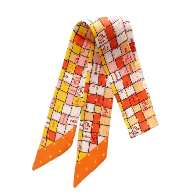 Skinny Scarf | Bag Handle Wrap Charm | Hair Tie Ribbon | Headband | Neck Scarf | Head Scarf Check | Horse Saddle Print (H13)