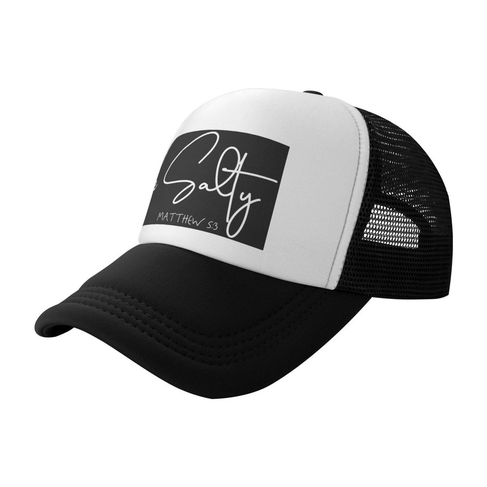 YVNUM Funny Christian Salty Matthew 5 13 Men's Baseball Hat Retro Mesh Trucker Cap Adjustable Black