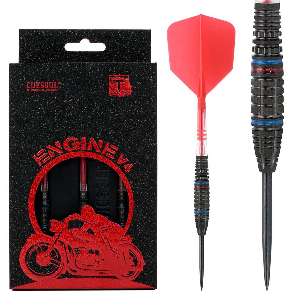 CUESOUL Engine V4 21g Steel Tip 90% Tungsten Dart Set with Oil Paint Finished and Unifying ROST T19 Carbon Flight