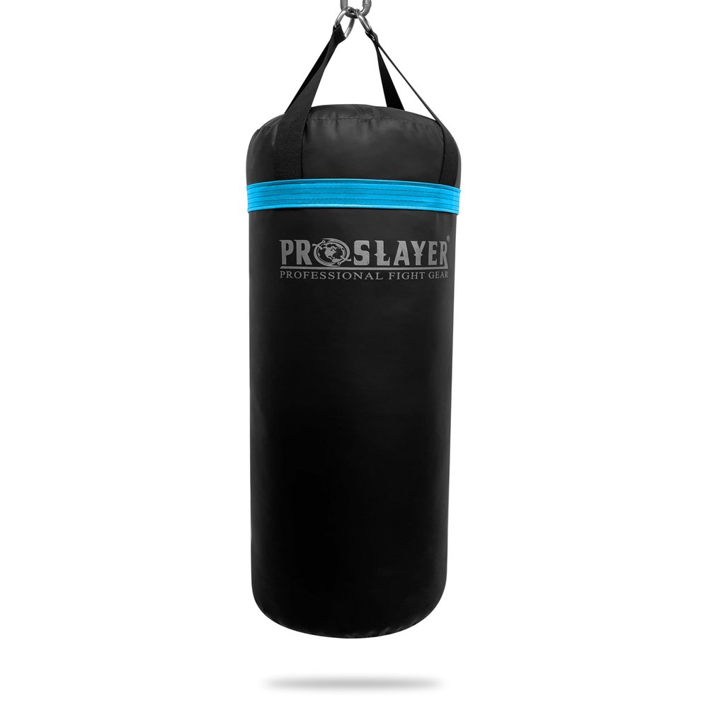 Proslayer 80lb Boxing MMA Heavy Punching Bag UNFILLED Black/Light Blue - Made in USA