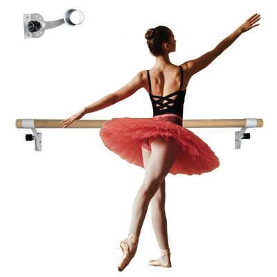 Athletic Bar Ballet Barre 4 FT Long 2.0 Diameter Traditional Ballet Bar Wall Mounted with 5 Adjustable Height Stretch Bar Dance Bar, Ballet Brackets Included for Home/Studio Ballet Equipment White