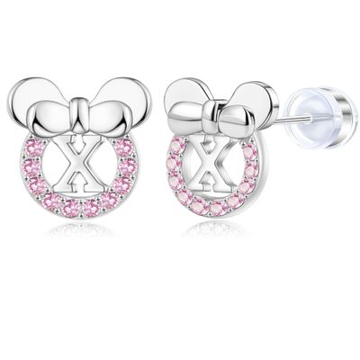 14K Gold Plated Sterling Silver Initial Earrings for Women Cubic Zirconia S925 Hypoallergenic Alphabet Letter Earrings (Silver, X)